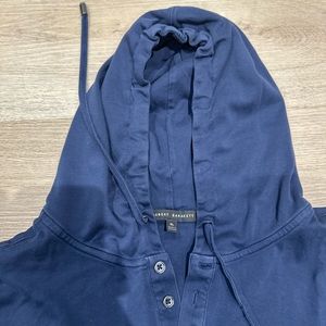 Robert Barakett Mens Pullover Henley Hoodie blue XL Pima cotton